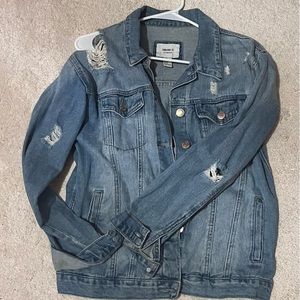 Oversized distressed denim jacket